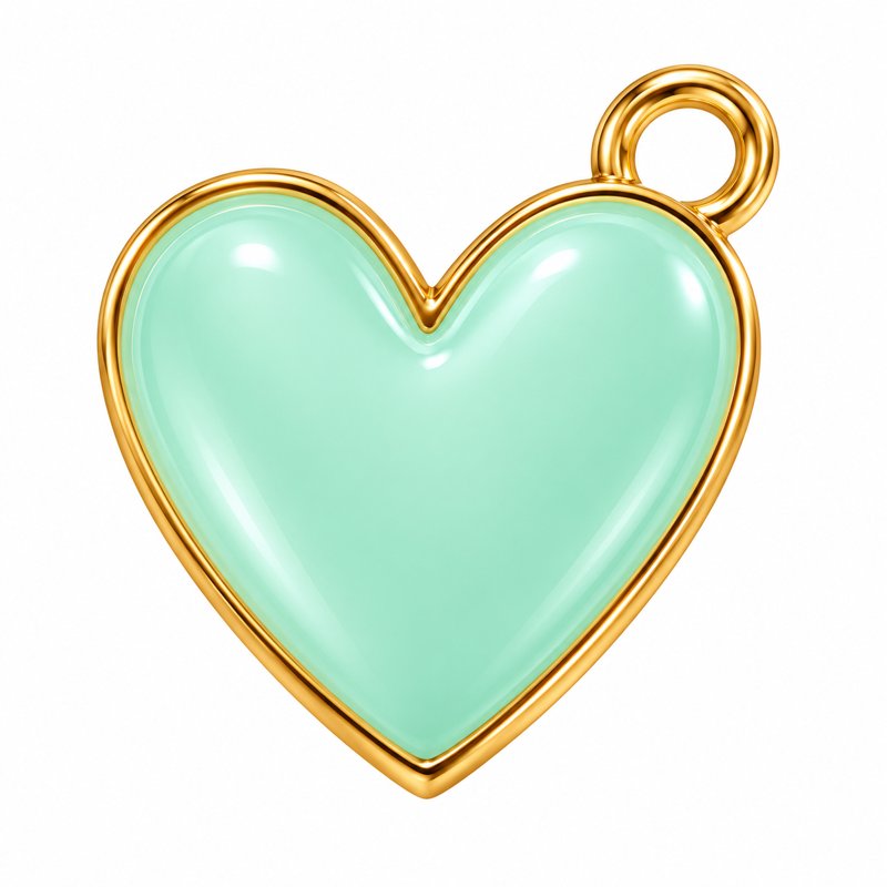 Mint Heart Charm, inspired by Sea Glass