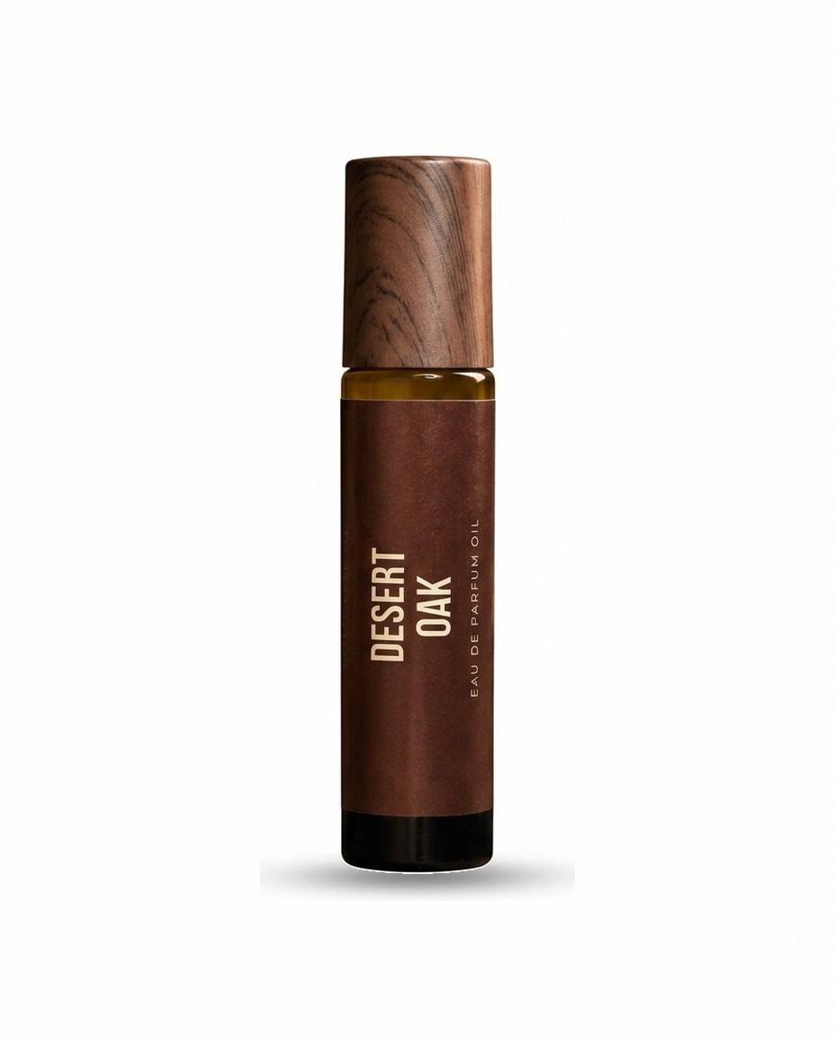 Desert Oak roll-on cologne oil on a white background